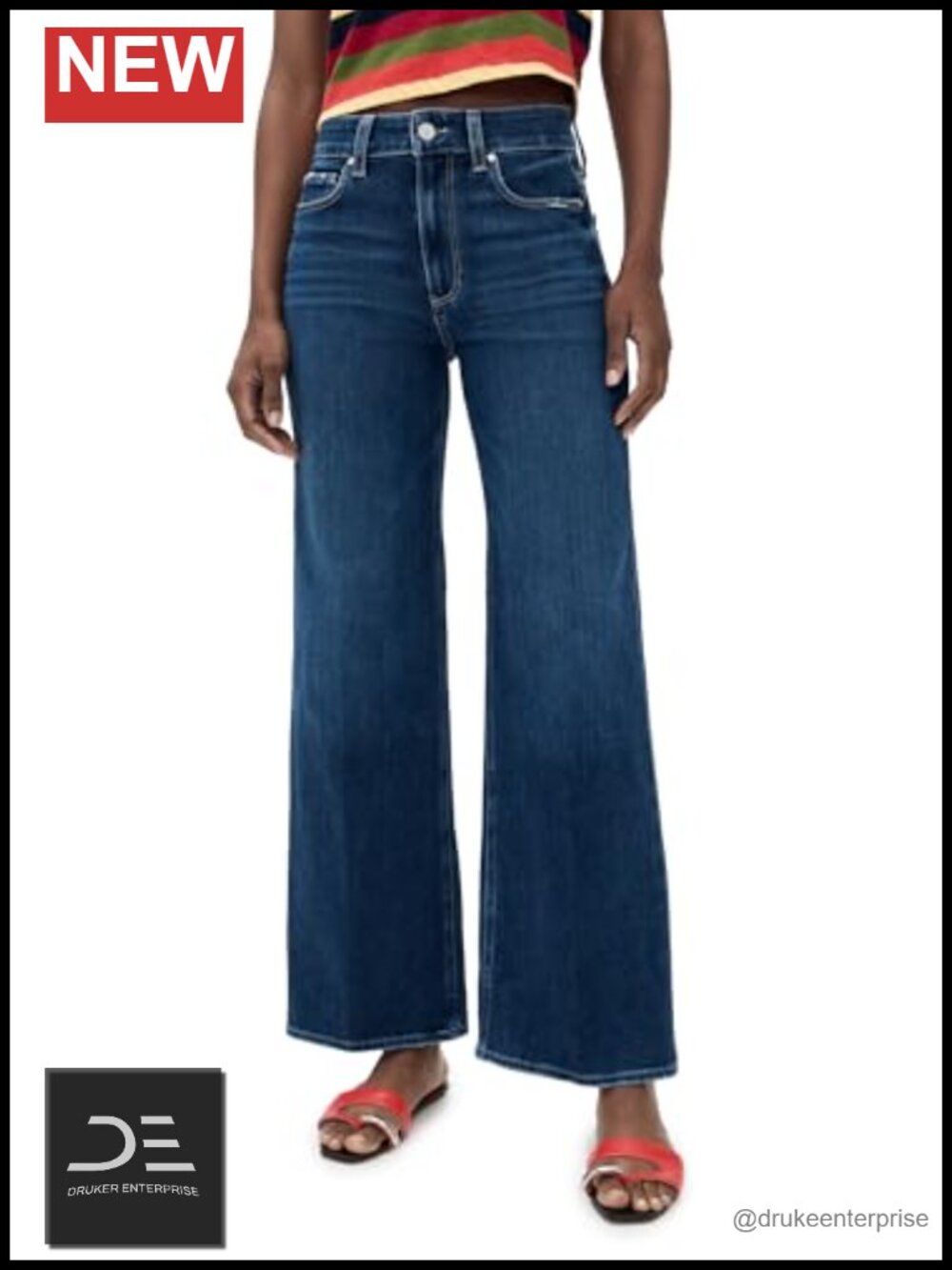 High Rise Flared Wide Leg Super Stretch Cotton Blend Jeans 31 Inseam